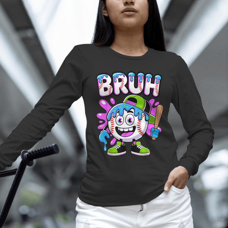 Bruh Baseball Drip Boys Youth Ice Cream Dripping Baseball Unisex Long Sleeve T-Shirt