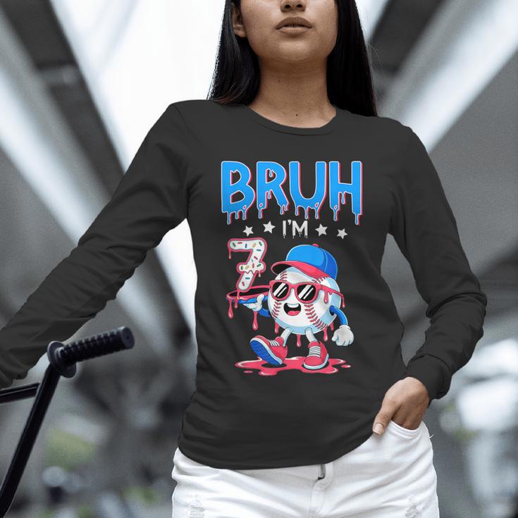 Bruh I'm 7 Baseball Ice Cream Drip It's My 7th Birthday Unisex Long Sleeve T-Shirt Bruh I'm 7 Baseball Ice Cream Drip It's My 7th Birthday Unisex Long Sleeve T-Shirt