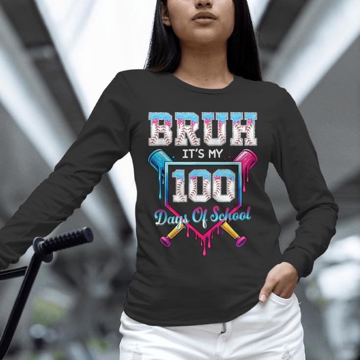 Bruh It's My 100 Days Of School Baseball Ice Cream Drip Boys Unisex Long Sleeve T-Shirt Bruh It's My 100 Days Of School Baseball Ice Cream Drip Boys Unisex Long Sleeve T-Shirt