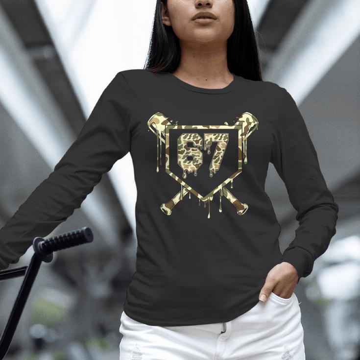 Camo Baseball Ice Cream Drip Number 67 Player 67th Birthday Unisex Long Sleeve T-Shirt Camo Baseball Ice Cream Drip Number 67 Player 67th Birthday Unisex Long Sleeve T-Shirt