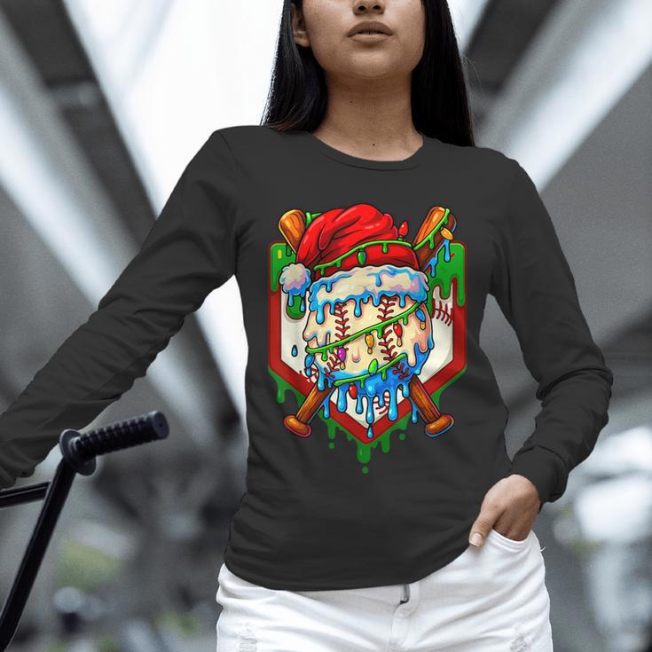 Christmas Baseball Ice Cream Drip Santa Baseball Player Kids Unisex Long Sleeve T-Shirt Christmas Baseball Ice Cream Drip Santa Baseball Player Kids Unisex Long Sleeve T-Shirt
