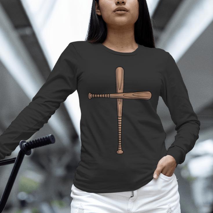 Cross Baseball Bats Christian Faith Sports Coach Pitcher Unisex Long Sleeve T-Shirt Cross Baseball Bats Christian Faith Sports Coach Pitcher Unisex Long Sleeve T-Shirt