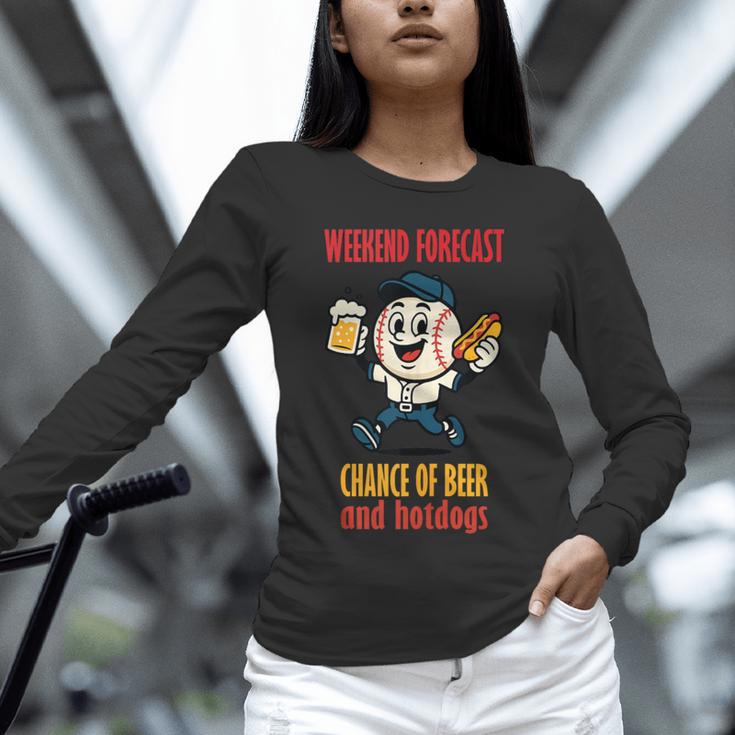 Cute Baseball Fan Weekend Forecast Change Of Beer And Hotdog Unisex Long Sleeve T-Shirt