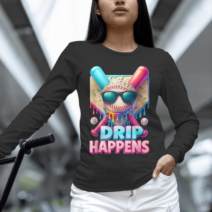 Drip Happens Baseball Ice Cream Bat And Ball With Sunglasses Unisex Long Sleeve T-Shirt