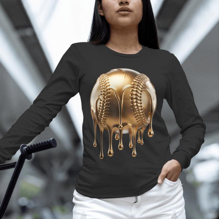 Dripping Gold Drip Baseball Game Day Player Coach Baller Unisex Long Sleeve T-Shirt