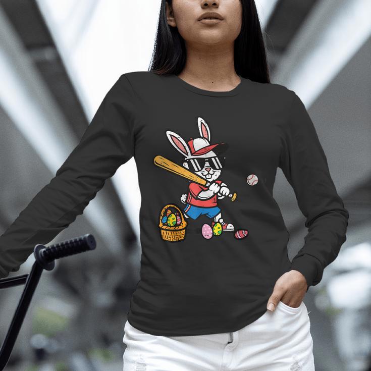 Easter Bunny Baseball Player Batter Rabbit Boys Kids Men Unisex Long Sleeve T-Shirt