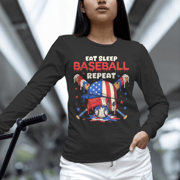 Eat Sleep Baseball Repeat Ice Cream Drip Crossed Bats Unisex Long Sleeve T-Shirt Eat Sleep Baseball Repeat Ice Cream Drip Crossed Bats Unisex Long Sleeve T-Shirt