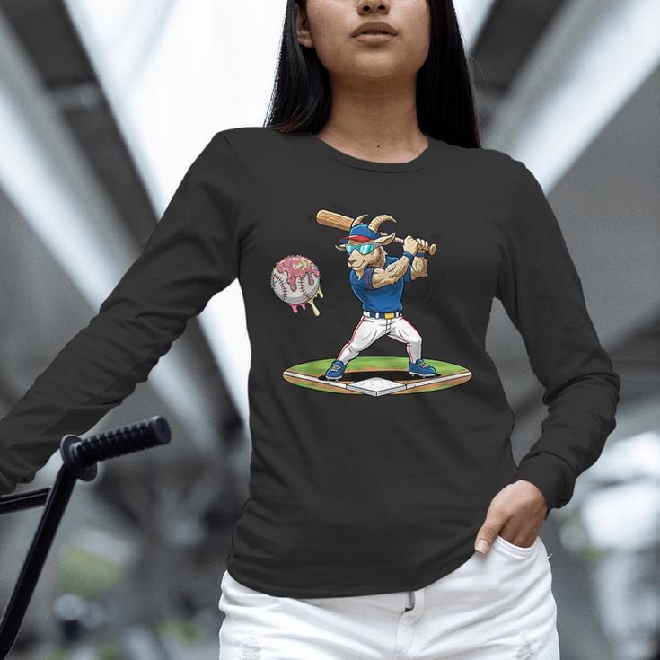 Goat Baseball Player With Bat And Ball Drip Animal Sports Unisex Long Sleeve T-Shirt Goat Baseball Player With Bat And Ball Drip Animal Sports Unisex Long Sleeve T-Shirt