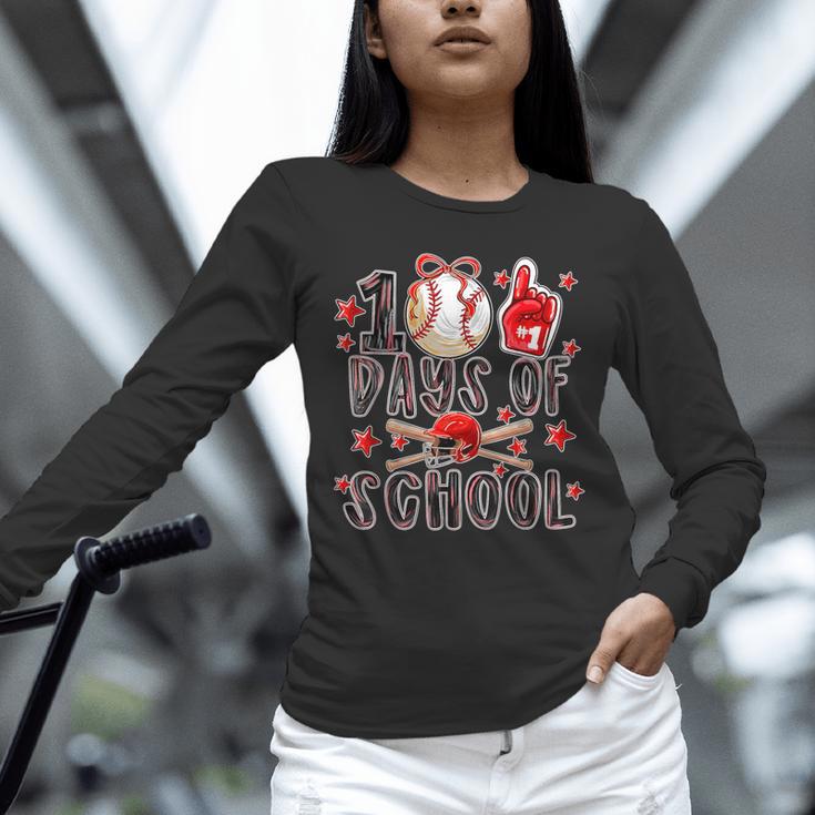 Happy 100 Days Of School Baseball Girls Coquette Bow Teacher Unisex Long Sleeve T-Shirt Happy 100 Days Of School Baseball Girls Coquette Bow Teacher Unisex Long Sleeve T-Shirt