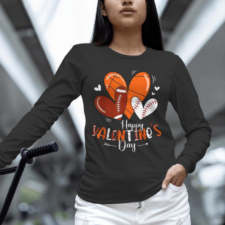 Happy Valentines Day Basketball Baseball Football Boys Unisex Long Sleeve T-Shirt Happy Valentines Day Basketball Baseball Football Boys Unisex Long Sleeve T-Shirt