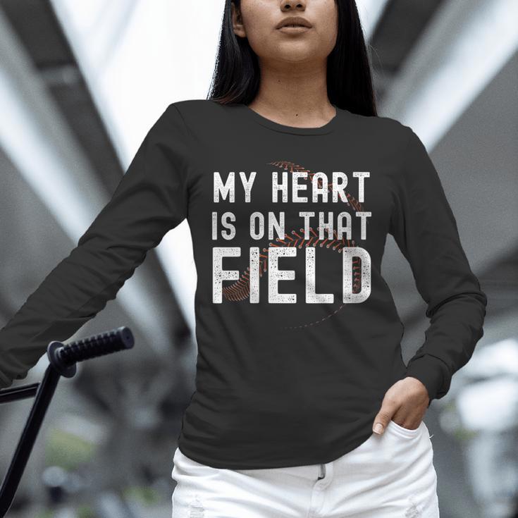 My Heart Is On That Field Baseball Softball Dad Father Unisex Long Sleeve T-Shirt My Heart Is On That Field Baseball Softball Dad Father Unisex Long Sleeve T-Shirt