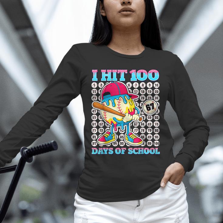 I Hit 100 Days Of School 67 Drip Baseball Boys Kids Unisex Long Sleeve T-Shirt
