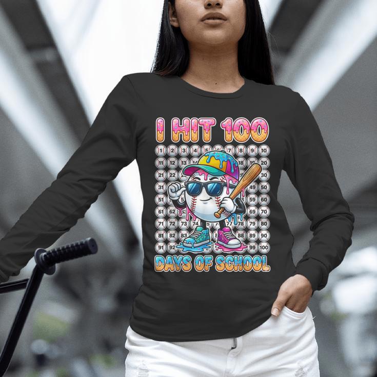 I Hit 100 Days Of School Baseball Ice Cram Drip 100th Boys Unisex Long Sleeve T-Shirt I Hit 100 Days Of School Baseball Ice Cram Drip 100th Boys Unisex Long Sleeve T-Shirt
