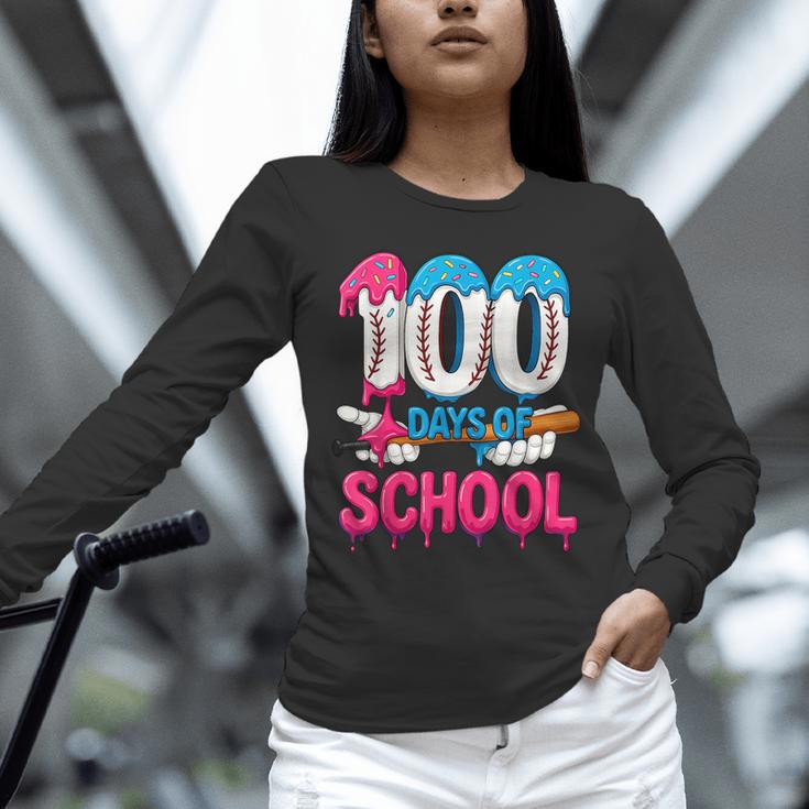HUGvyn 100 Days Of School Baseball Ice Cream Teacher Student Unisex Long Sleeve T-Shirt
