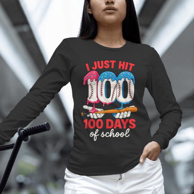 HUGvyn I Just Hit 100 Days Of School Baseball Ice Cream Boys Unisex Long Sleeve T-Shirt HUGvyn I Just Hit 100 Days Of School Baseball Ice Cream Boys Unisex Long Sleeve T-Shirt
