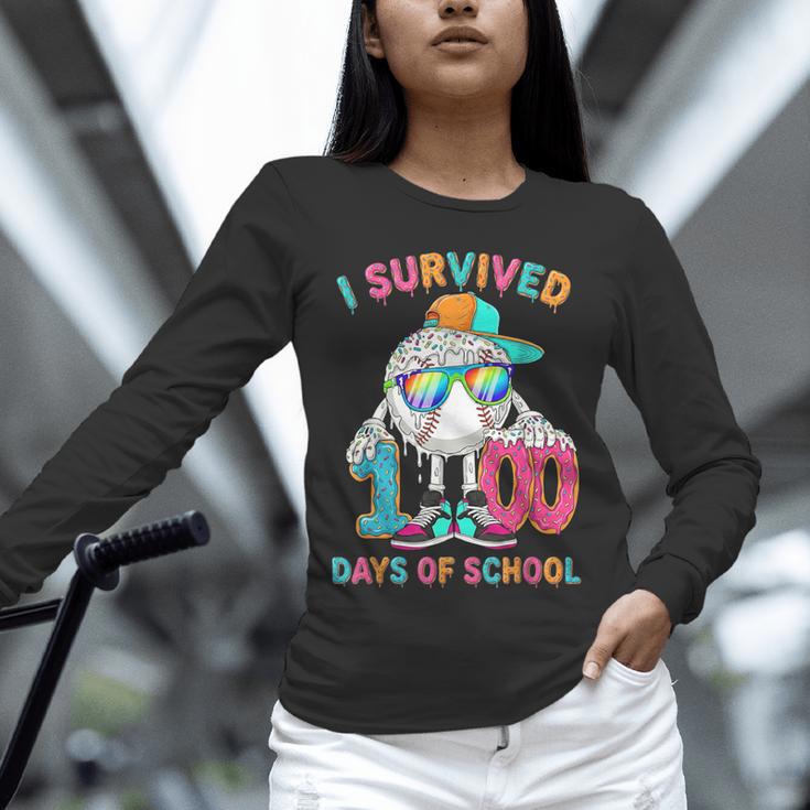 HUGvyn I Survived 100 Days Of School Baseball 6 7 Ice Cream Unisex Long Sleeve T-Shirt