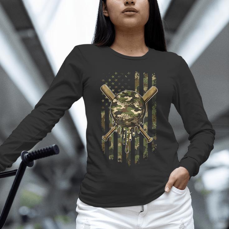 Ice Cream Baseball Drip For Boys Camo USA Flag Camouflage Unisex Long Sleeve T-Shirt Ice Cream Baseball Drip For Boys Camo USA Flag Camouflage Unisex Long Sleeve T-Shirt