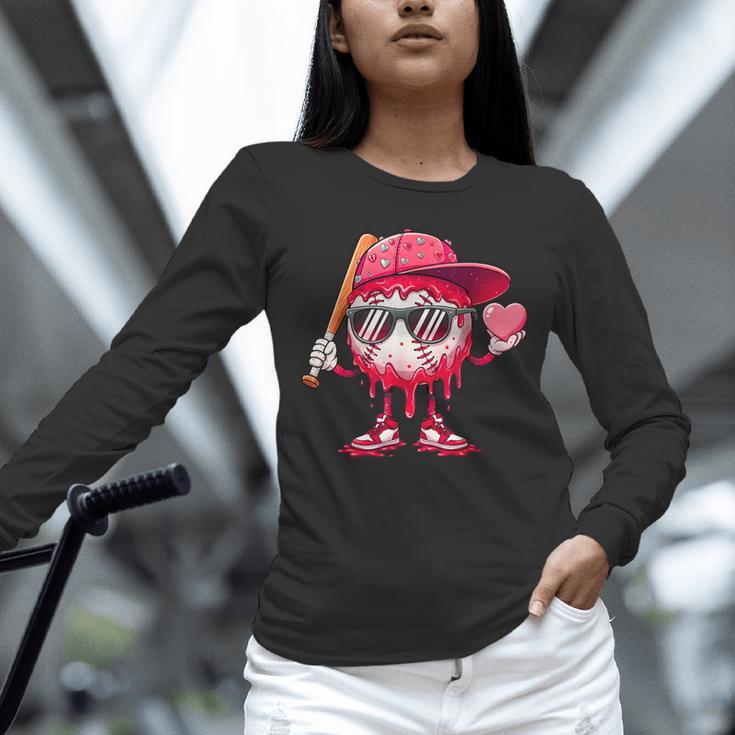 Ice Cream Drip Baseball Valentine's Day Spots Baseball Drip Unisex Long Sleeve T-Shirt