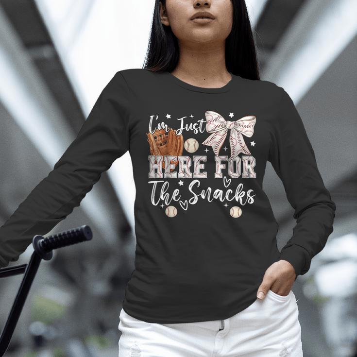 I'm Just Here For The Snacks Baseball Coquette Game Day Girl Unisex Long Sleeve T-Shirt I'm Just Here For The Snacks Baseball Coquette Game Day Girl Unisex Long Sleeve T-Shirt