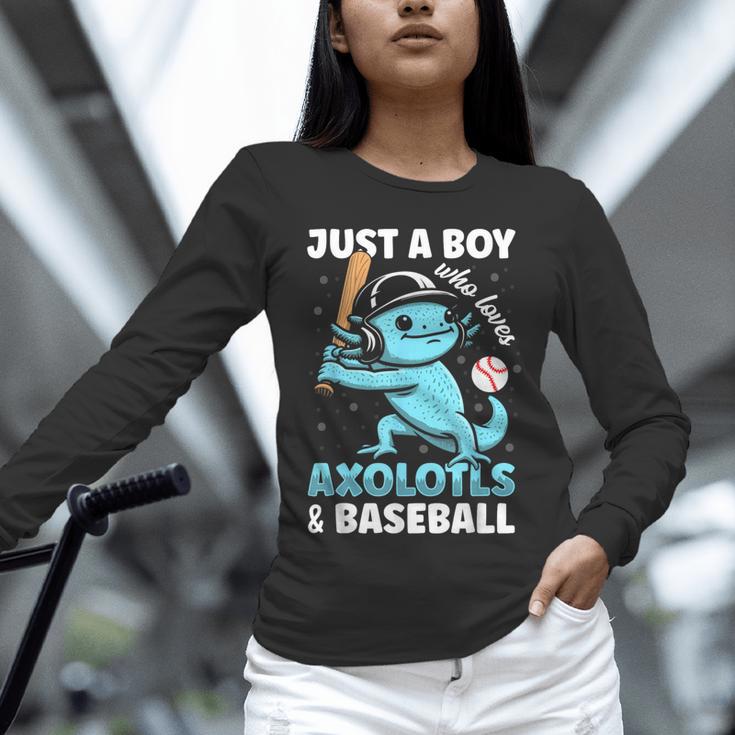 Just A Boy Who Loves Axolotls & Baseball Unisex Long Sleeve T-Shirt