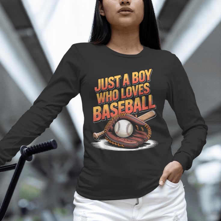 Just A Boy Who Loves Baseball Player Kids Unisex Long Sleeve T-Shirt Just A Boy Who Loves Baseball Player Kids Unisex Long Sleeve T-Shirt