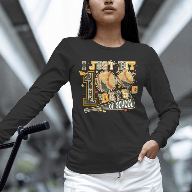 I Just Hit 100 Days Of School Baseball Teacher Student Retro Unisex Long Sleeve T-Shirt I Just Hit 100 Days Of School Baseball Teacher Student Retro Unisex Long Sleeve T-Shirt