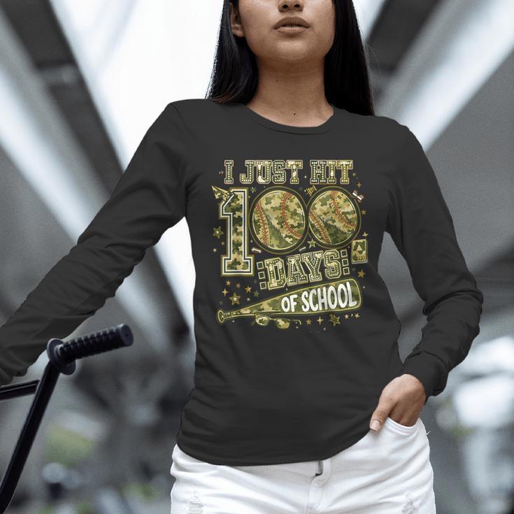 I Just Hit 100 Days Of School Camouflage Baseball Unisex Long Sleeve T-Shirt I Just Hit 100 Days Of School Camouflage Baseball Unisex Long Sleeve T-Shirt