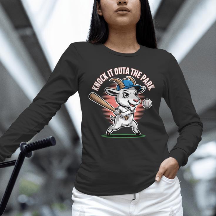 Knock It Outa The Park Baseball Goat Home Run Unisex Long Sleeve T-Shirt