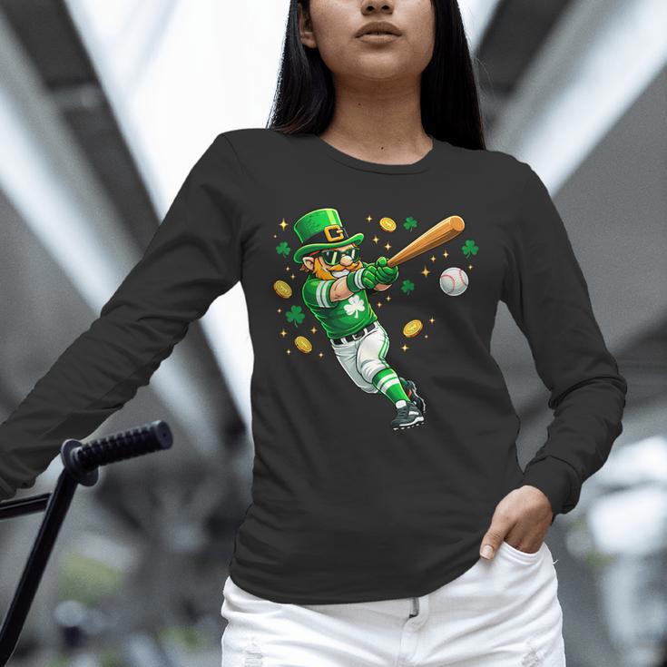Leprechaun Play Baseball St Patrick's Day Men Kid Boys Unisex Long Sleeve T-Shirt