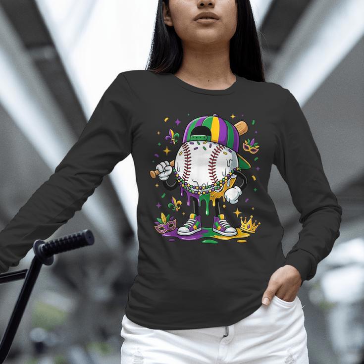 Mardi Gras Ice Cream Drip Baseball Carnival Party Mask Boys Unisex Long Sleeve T-Shirt Mardi Gras Ice Cream Drip Baseball Carnival Party Mask Boys Unisex Long Sleeve T-Shirt