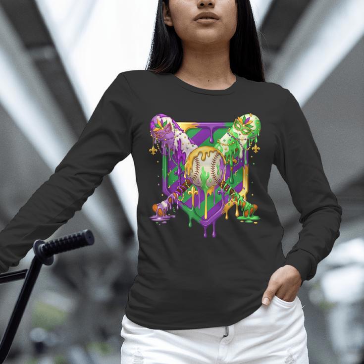 Mardi Gras Ice Cream Drip Baseball Sports For Men Women Kids Unisex Long Sleeve T-Shirt Mardi Gras Ice Cream Drip Baseball Sports For Men Women Kids Unisex Long Sleeve T-Shirt