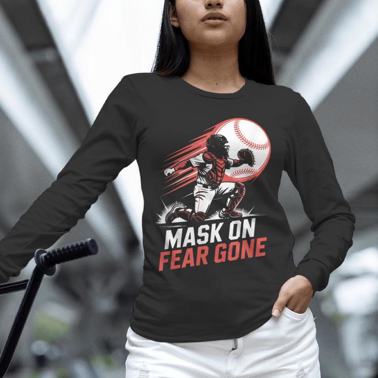 Mask On Fear Gone Baseball Catcher Softball Unisex Long Sleeve T-Shirt Mask On Fear Gone Baseball Catcher Softball Unisex Long Sleeve T-Shirt