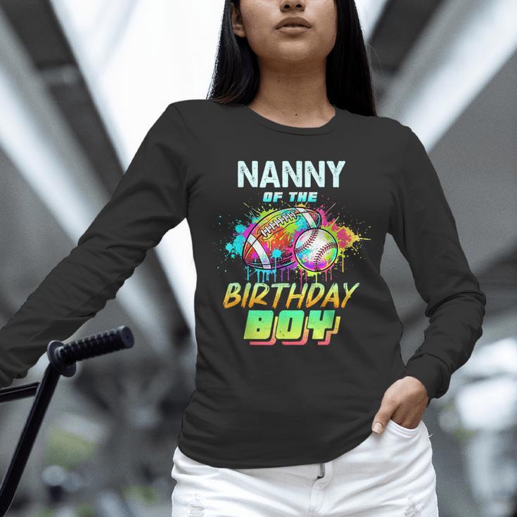 Nanny Of The Birthday Boy Baseball Football Colorful Unisex Long Sleeve T-Shirt