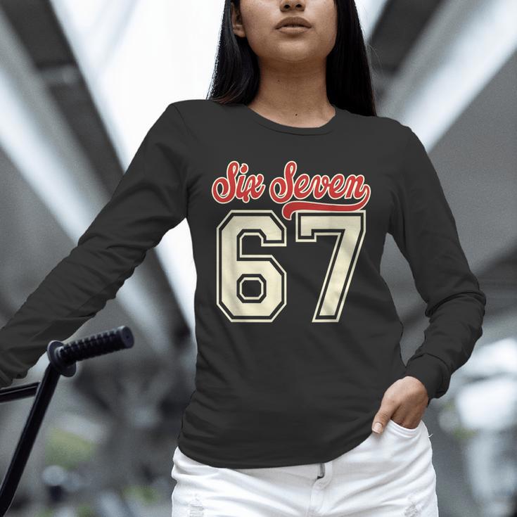 Number 67 Meme Six Seven Baseball Style Kids Boy Teen Unisex Long Sleeve T-Shirt