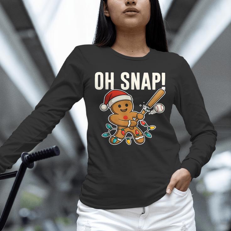 Oh Snap Gingerbreadman Christmas Baseball Humor Unisex Long Sleeve T-Shirt