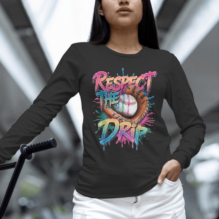 Respect The Drip Baseball Drip Glove Youth Boys Girls Player Unisex Long Sleeve T-Shirt Respect The Drip Baseball Drip Glove Youth Boys Girls Player Unisex Long Sleeve T-Shirt