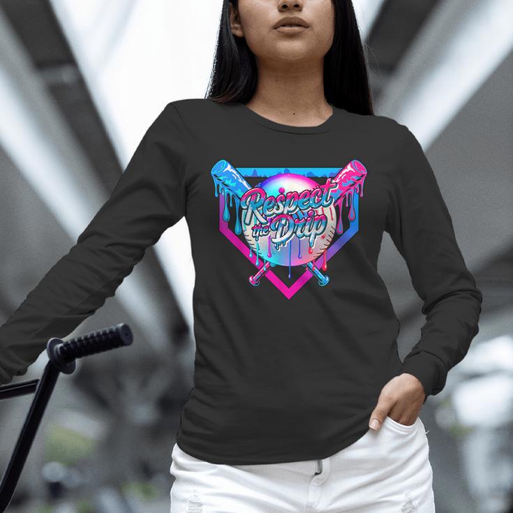 Respect The Drip Baseball Ice Cream For Kids Boys Youth Unisex Long Sleeve T-Shirt