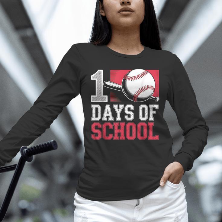 Retro 100 Days Of School Baseball Teacher Student 100 Days Unisex Long Sleeve T-Shirt