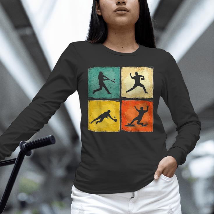 Retro Style Baseball Lover Playing Men Women Kids Baseball Unisex Long Sleeve T-Shirt