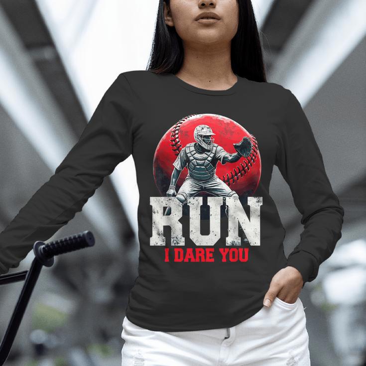 Run I Dare You Baseball Ball Player Catcher Coach Tee Unisex Long Sleeve T-Shirt Run I Dare You Baseball Ball Player Catcher Coach Tee Unisex Long Sleeve T-Shirt