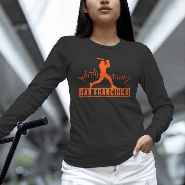San Francisco Lovers Skyline Retro Baseball Heartbeat Men Unisex Long Sleeve T-Shirt San Francisco Lovers Skyline Retro Baseball Heartbeat Men Unisex Long Sleeve T-Shirt