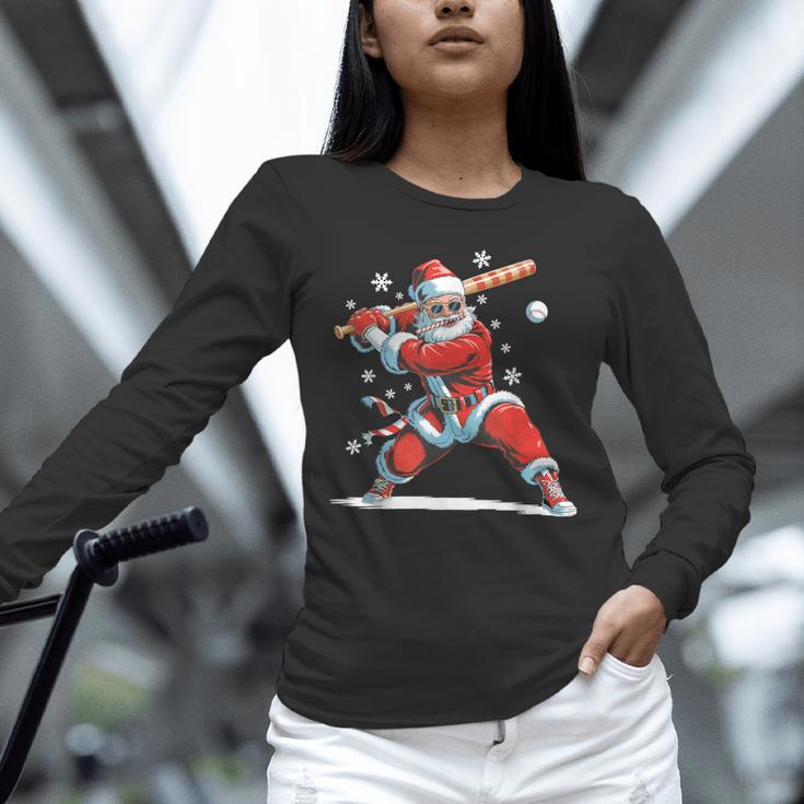 Santa Playing Baseball Christmas Candy Cane Fun Xmas Holiday Unisex Long Sleeve T-Shirt Santa Playing Baseball Christmas Candy Cane Fun Xmas Holiday Unisex Long Sleeve T-Shirt
