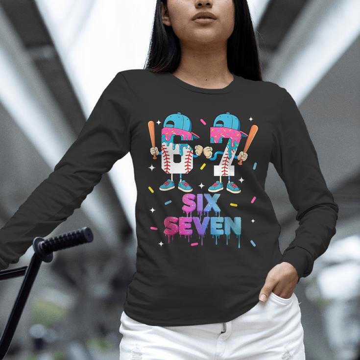 Six Seven Baseball Ice Cream Drip 6 7 Meme Gen Alpha Slang Unisex Long Sleeve T-Shirt Six Seven Baseball Ice Cream Drip 6 7 Meme Gen Alpha Slang Unisex Long Sleeve T-Shirt