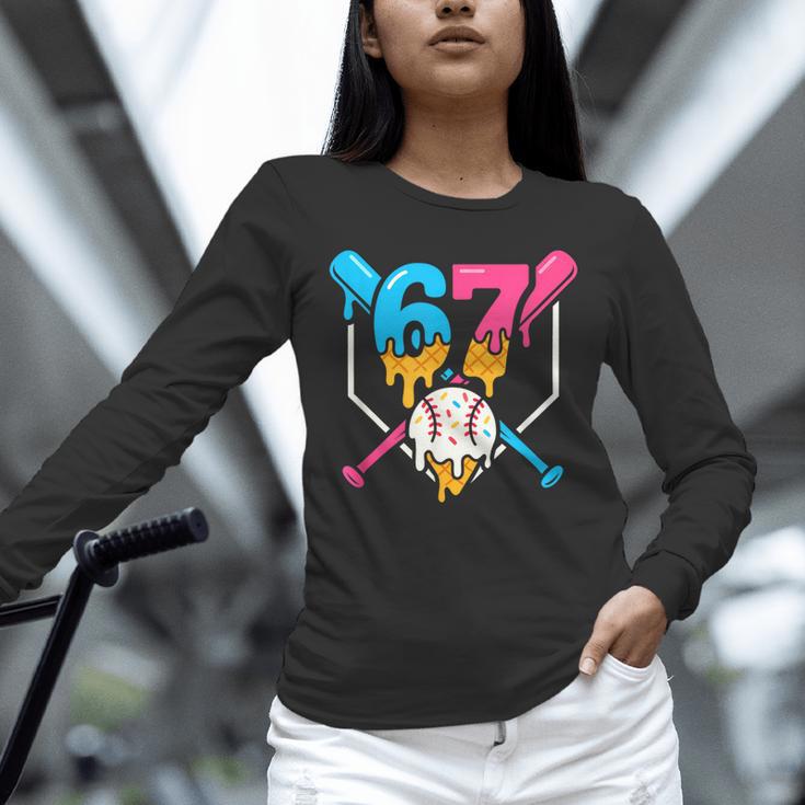 Six Seven Baseball Ice Cream Drip Cool 67 Gen Alpha Slang Unisex Long Sleeve T-Shirt Six Seven Baseball Ice Cream Drip Cool 67 Gen Alpha Slang Unisex Long Sleeve T-Shirt
