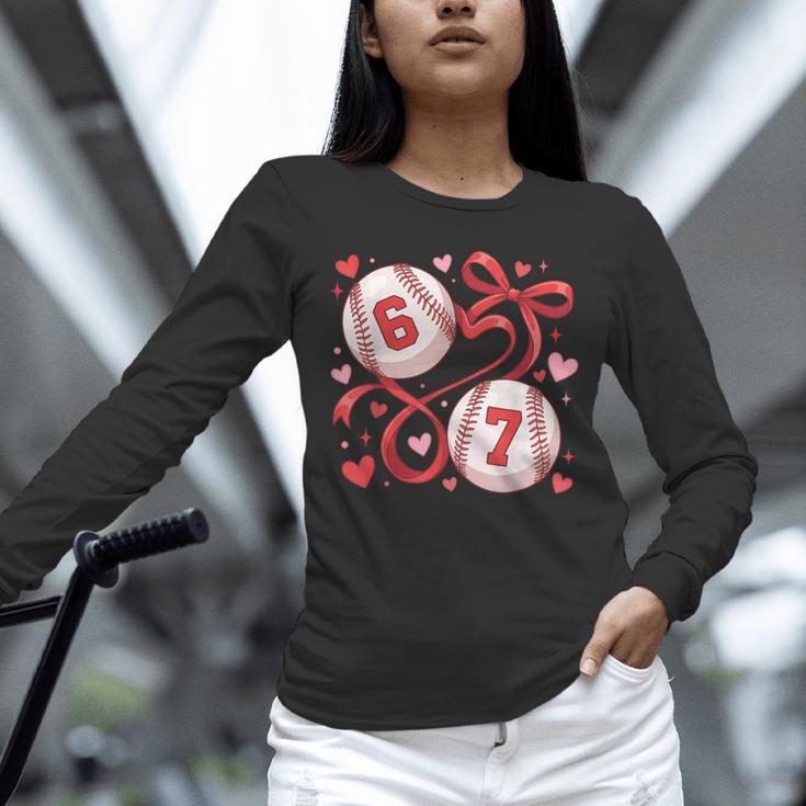 Six Seven Baseball Lover Sports Red Heart Bow Valentine Girl Unisex Long Sleeve T-Shirt Six Seven Baseball Lover Sports Red Heart Bow Valentine Girl Unisex Long Sleeve T-Shirt