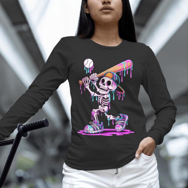 Skeleton Baseball Drip Boys Youth Kids Halloween Unisex Long Sleeve T-Shirt Skeleton Baseball Drip Boys Youth Kids Halloween Unisex Long Sleeve T-Shirt