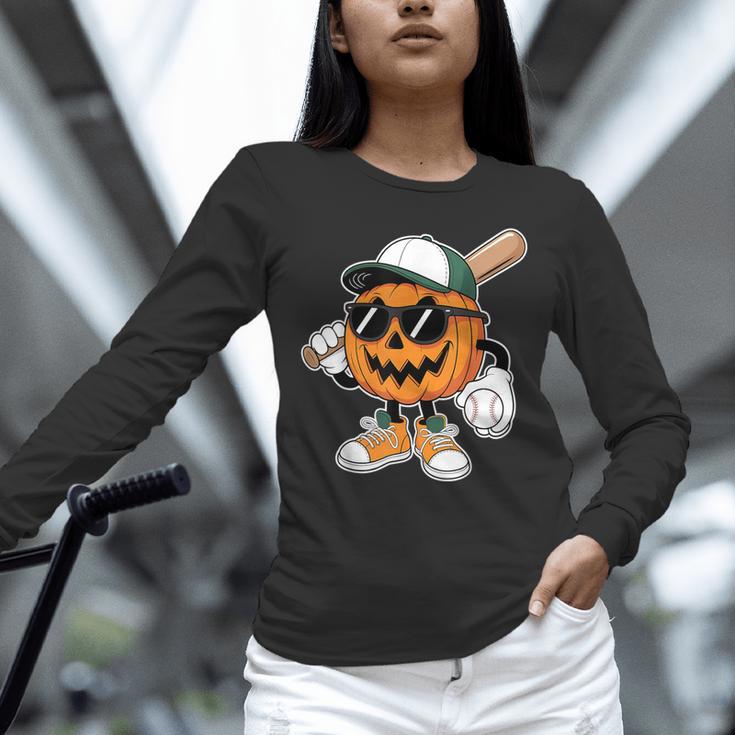 Spooky Jack O Lantern Baseball Halloween Costumes Boys Unisex Long Sleeve T-Shirt
