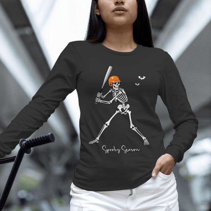 Spooky Season Skeleton Baseball Player Halloween Batter Unisex Long Sleeve T-Shirt
