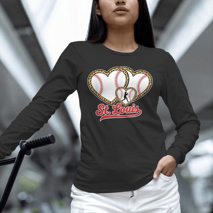 St Louis Leopard Heart Baseball Batter Boys Fan Unisex Long Sleeve T-Shirt St Louis Leopard Heart Baseball Batter Boys Fan Unisex Long Sleeve T-Shirt