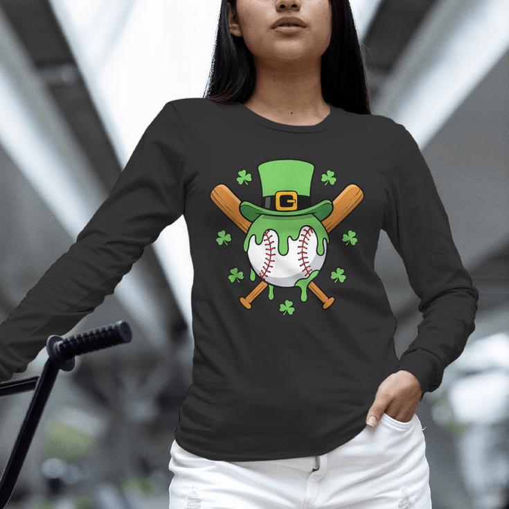 St Patricks Day Baseball Drip Ice Cream Baseball Home Plate Unisex Long Sleeve T-Shirt